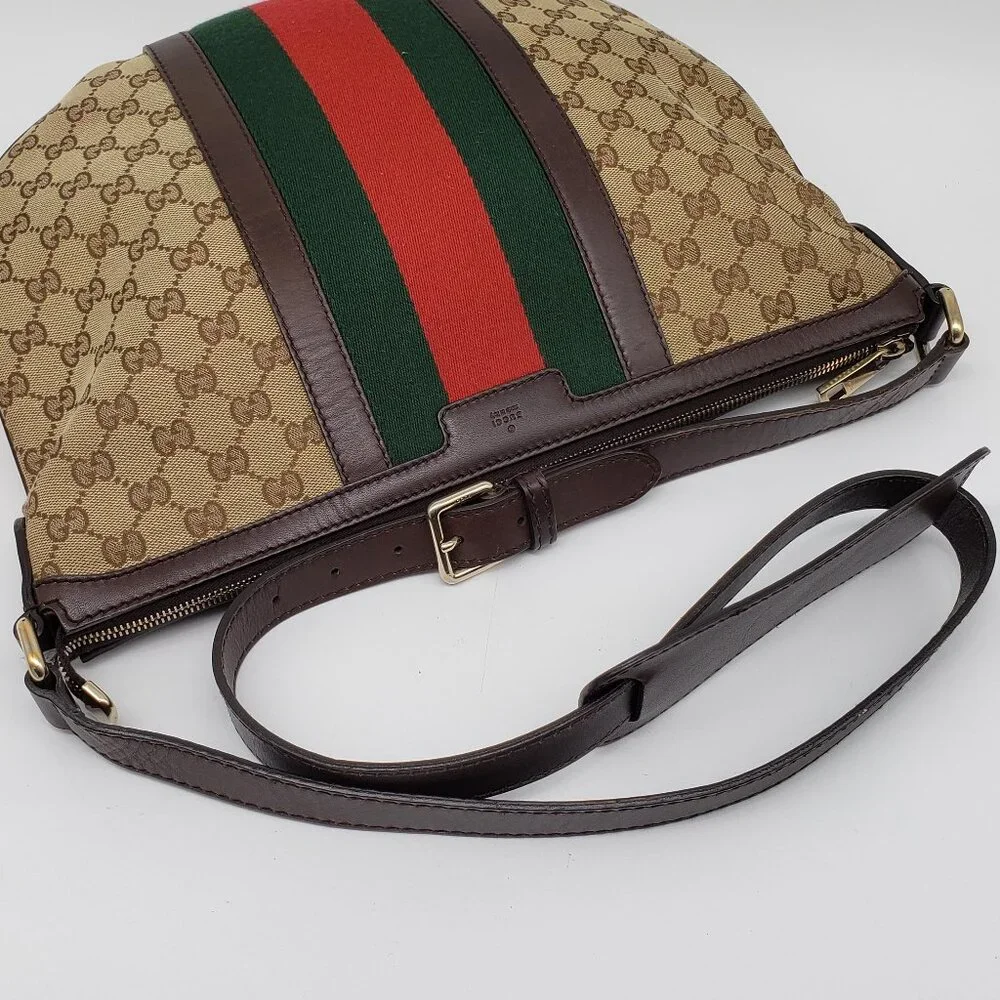 Authentic Gucci Ophidia GG Supreme Crossbody/Web Stripe Canvas Shoulder Bag - Picture 9 of 16
